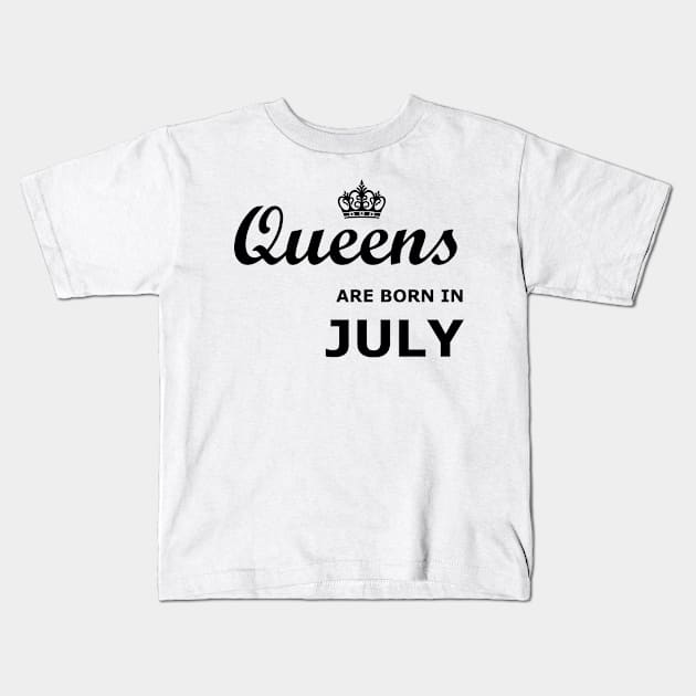 Queens are born in July Kids T-Shirt by YellowLion